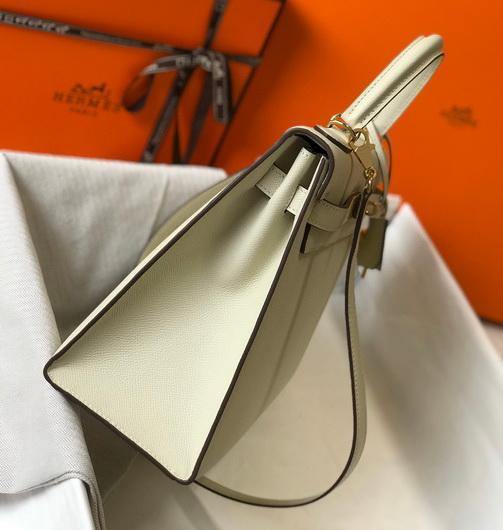 Hermes Sellier Kelly 28cm of Epsom Leather Bag 20333 White - luxibagsmall