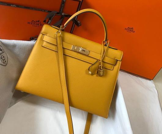 Hermes Sellier Kelly 28cm of Epsom Leather Bag 20334 Yellow - luxibagsmall