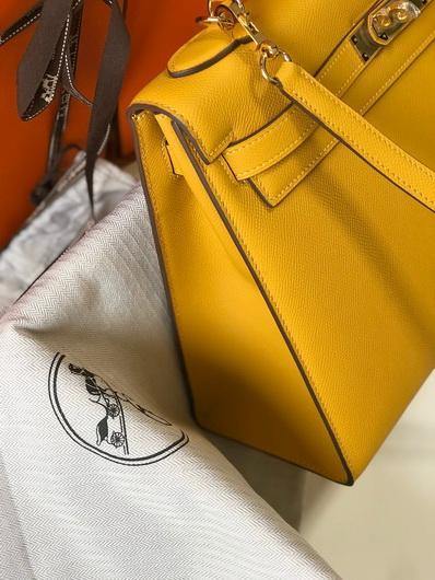 Hermes Sellier Kelly 28cm of Epsom Leather Bag 20334 Yellow - luxibagsmall