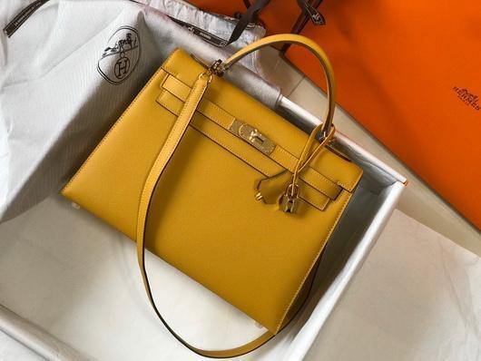 Hermes Sellier Kelly 28cm of Epsom Leather Bag 20334 Yellow - luxibagsmall