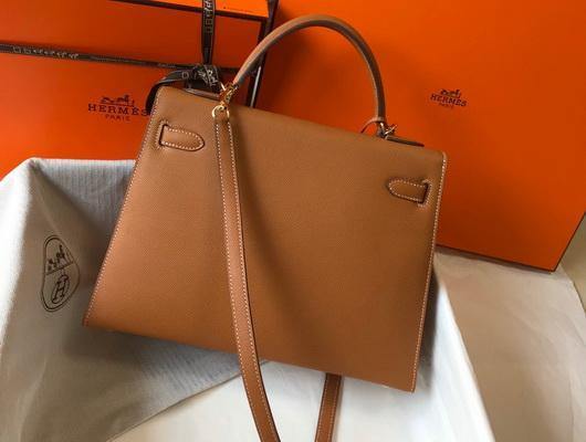 Hermes Sellier Kelly 28cm of Epsom Leather Bag 20335 Tan - luxibagsmall