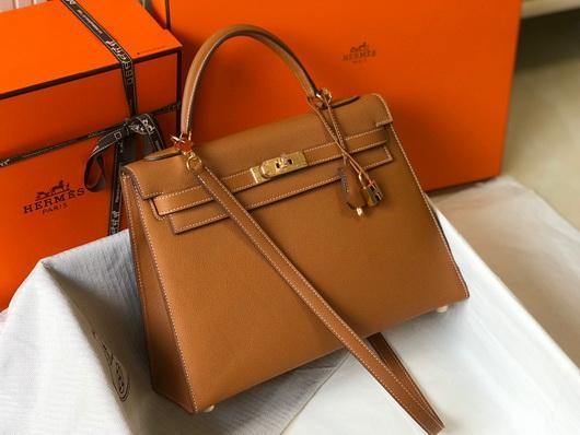 Hermes Sellier Kelly 28cm of Epsom Leather Bag 20335 Tan - luxibagsmall