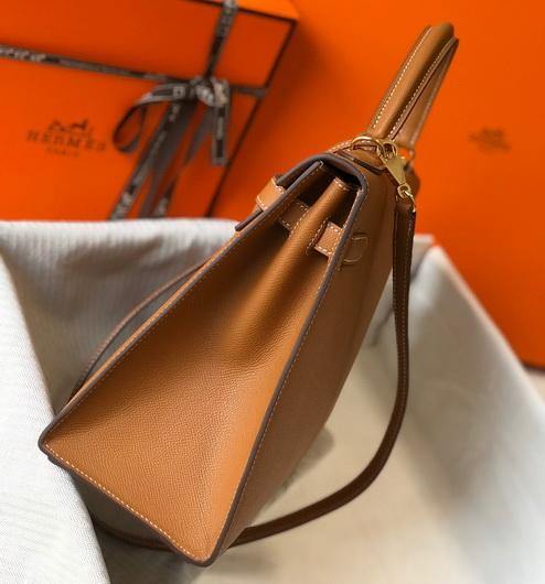 Hermes Sellier Kelly 28cm of Epsom Leather Bag 20335 Tan - luxibagsmall