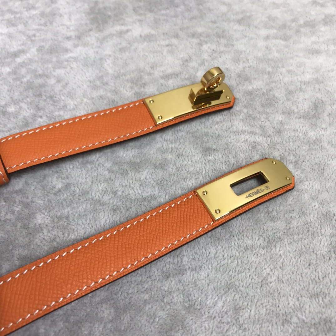 Hermes Women's Kelly Leather Belt 20MM 19019 Orange - luxibagsmall