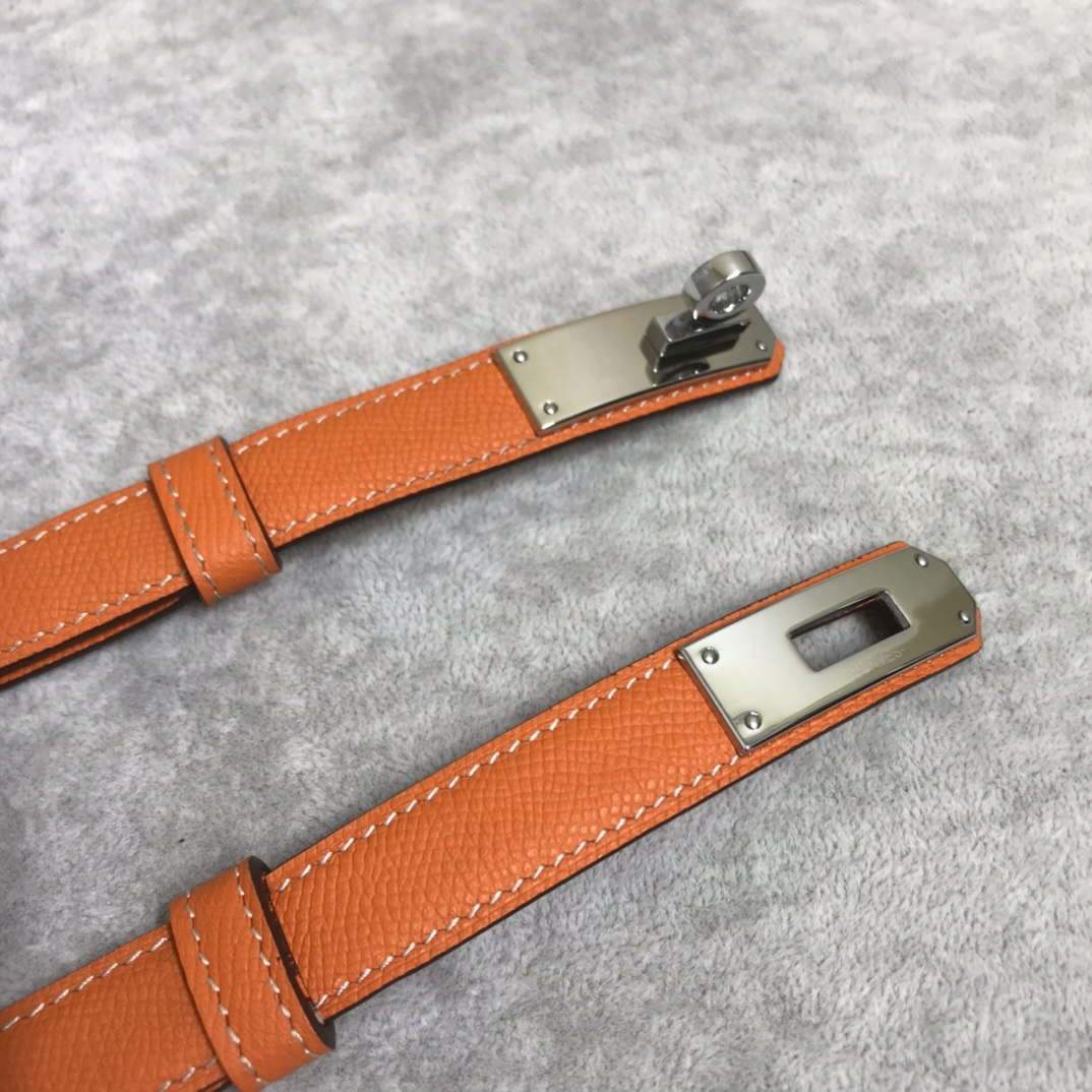 Hermes Women's Kelly Leather Belt 20MM 19019 Orange - luxibagsmall