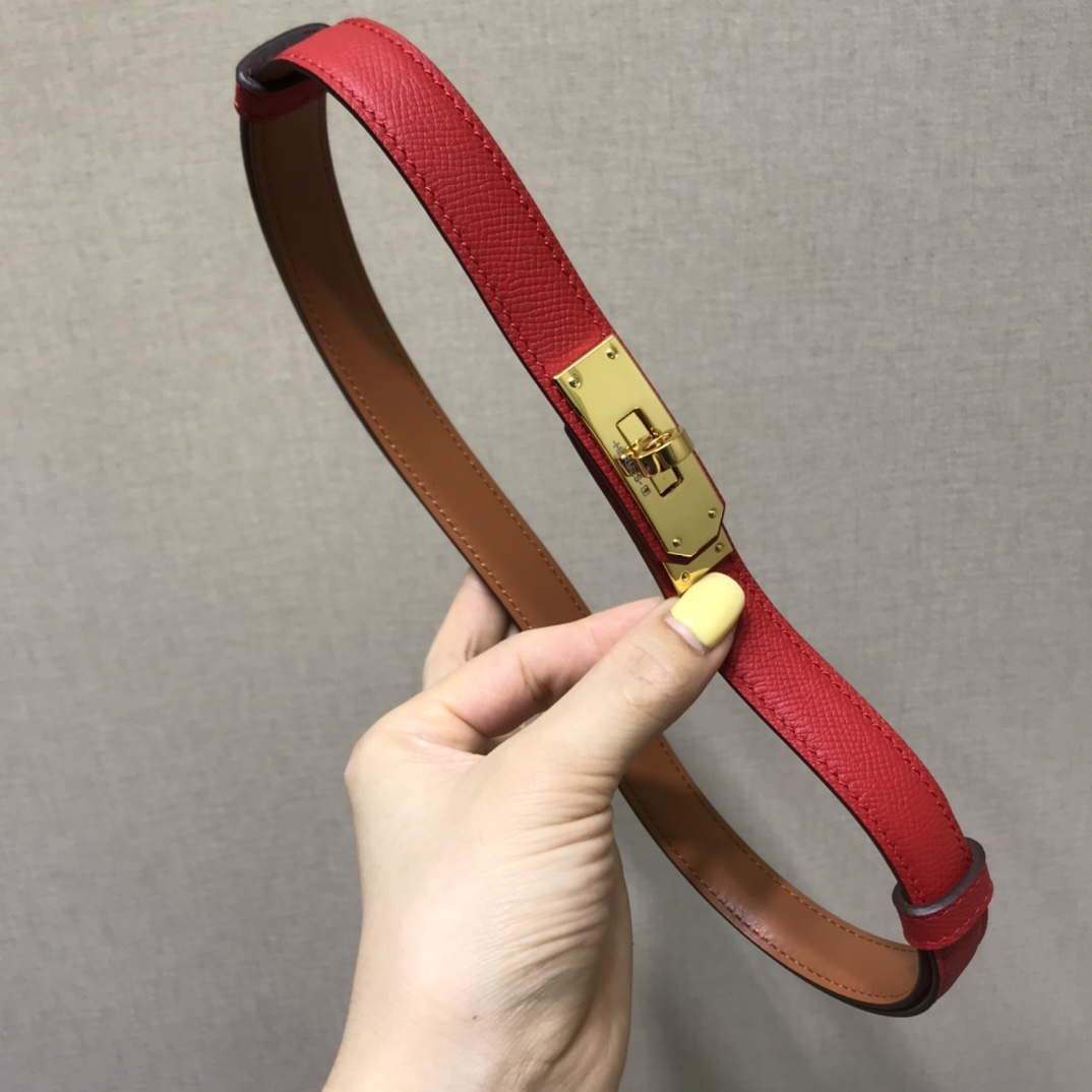 Hermes Women's Kelly Leather Belt 20MM 19019 Red - luxibagsmall