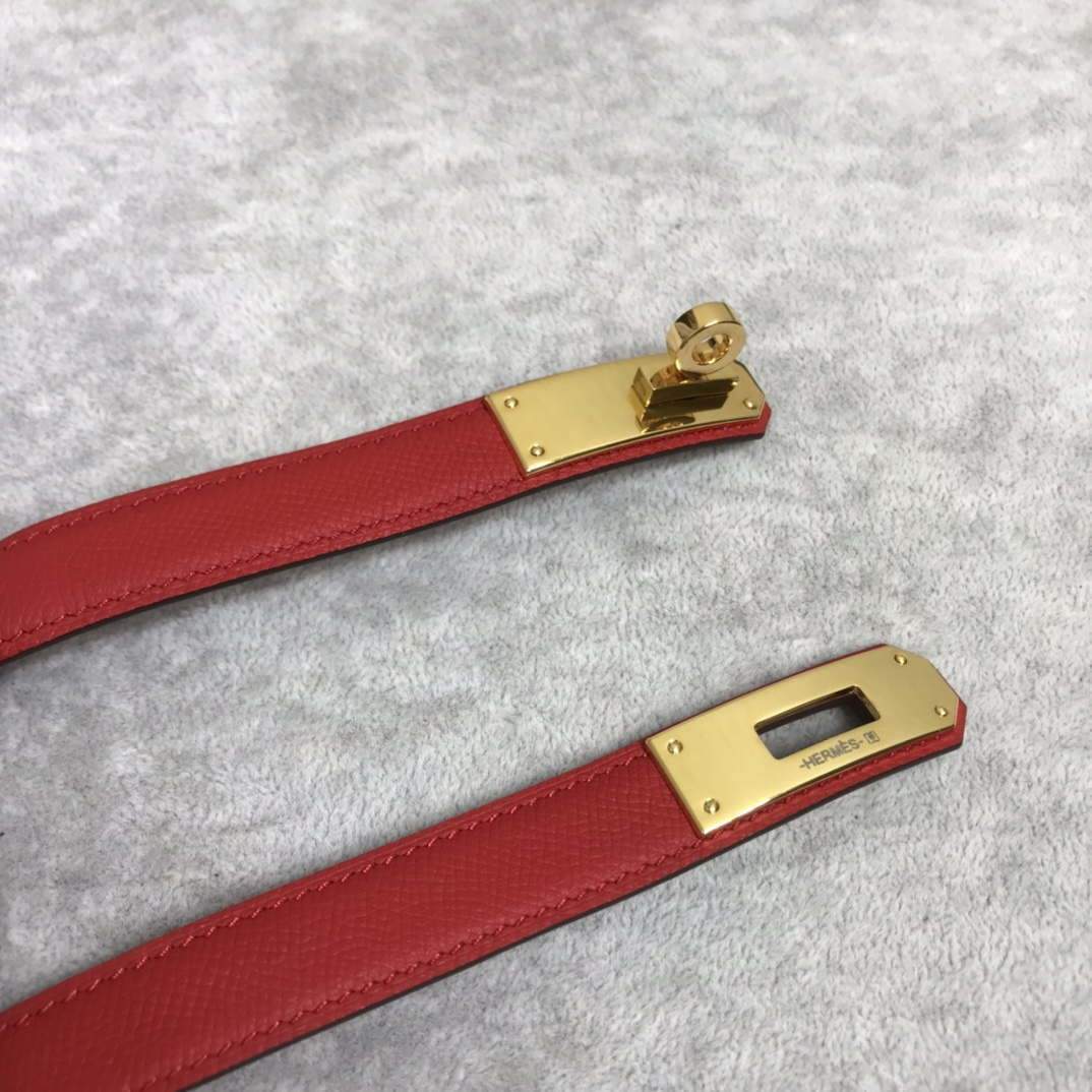 Hermes Women's Kelly Leather Belt 20MM 19019 Red - luxibagsmall