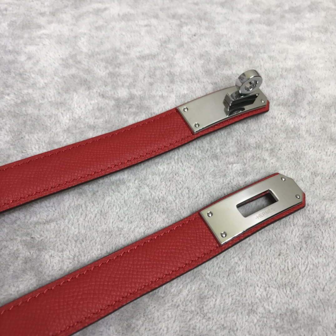 Hermes Women's Kelly Leather Belt 20MM 19019 Red - luxibagsmall