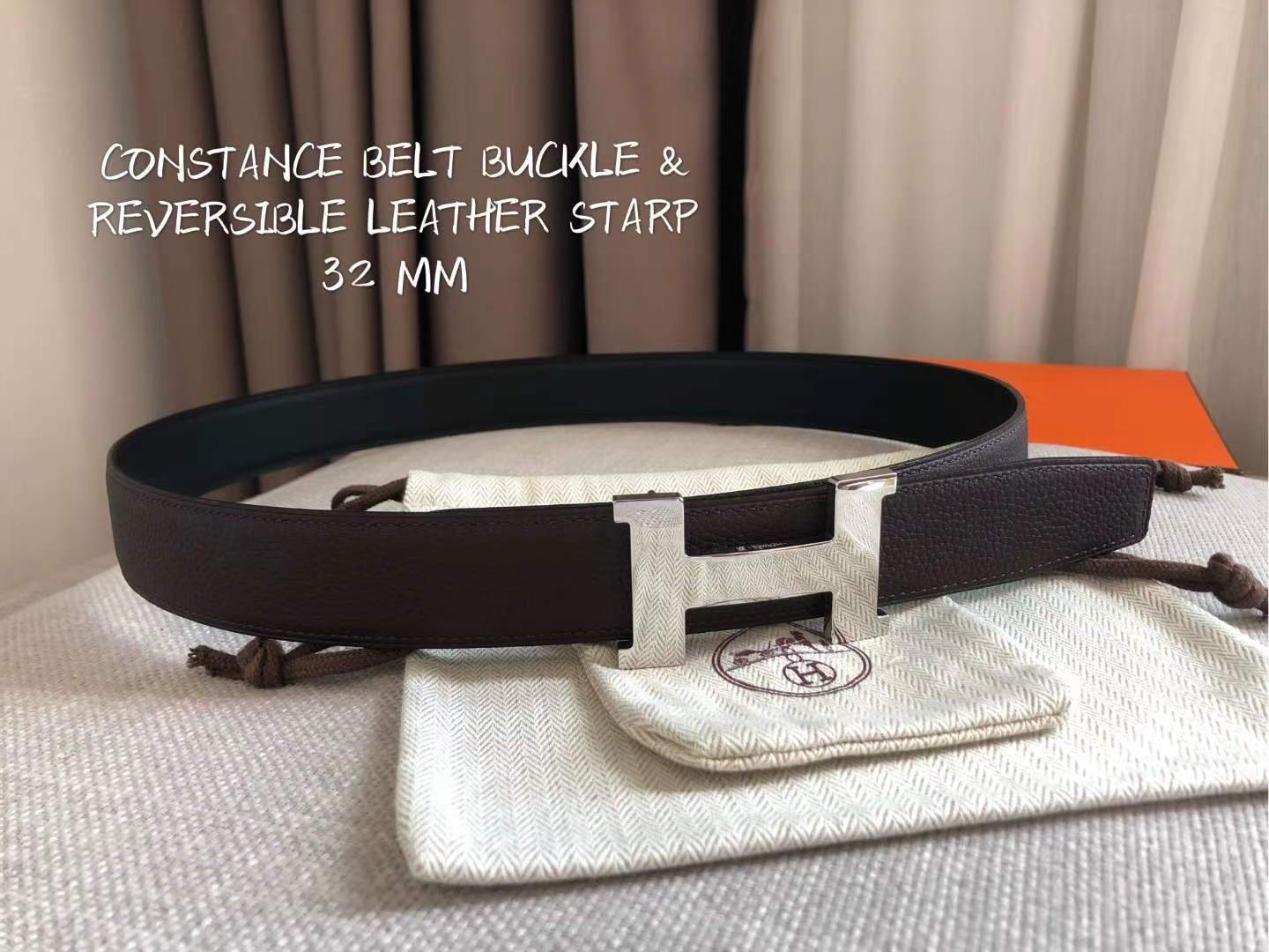 Hermes Women's Leather H Buckle Belt 32MM 19057 Brown - luxibagsmall