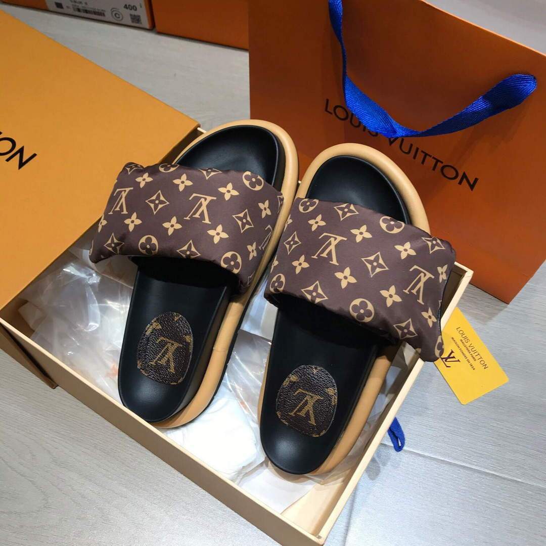 Louis Vuitton 1A98GU Pool Pillow Comfort-Mule LV Slippers Brown - luxibagsmall