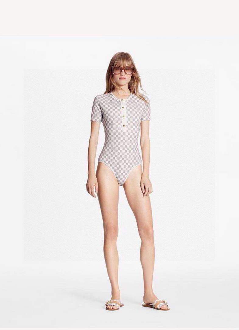 Louis Vuitton Women's Damier Azur Short-Sleeved Swimsuit 1A8R96 Off-white - luxibagsmall