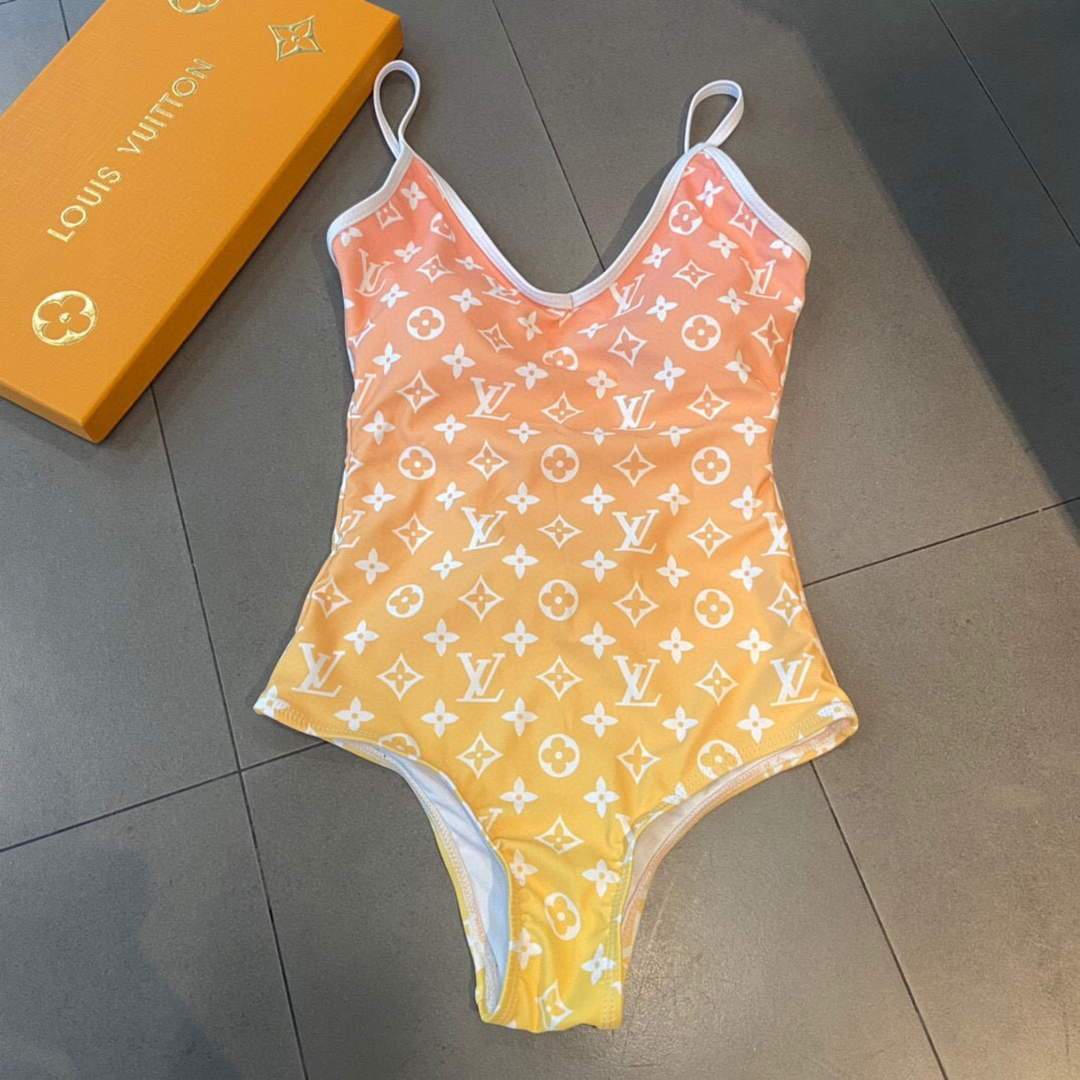 Louis Vuitton Women's Designer Monogram Yellow Swimwear swimming suit 1A8RDA - luxibagsmall