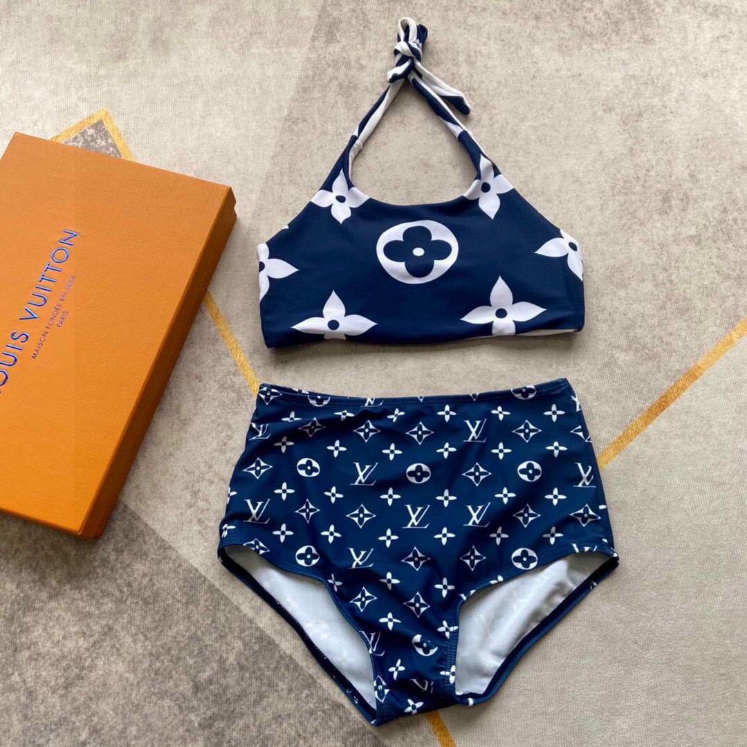 Louis Vuitton Women's LV ESCALE BIKINI TOP 1A7SFU Navy - luxibagsmall