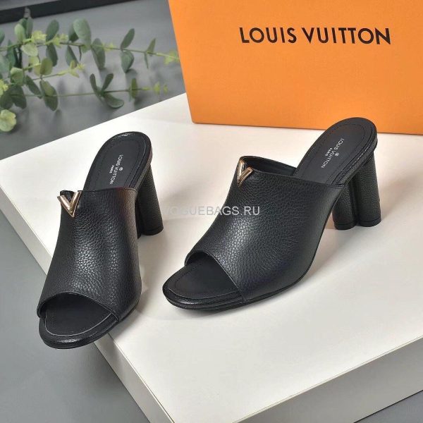 LV 1A85V9 Slippers Designer Louis Vuitton Indiana Mule Black - luxibagsmall