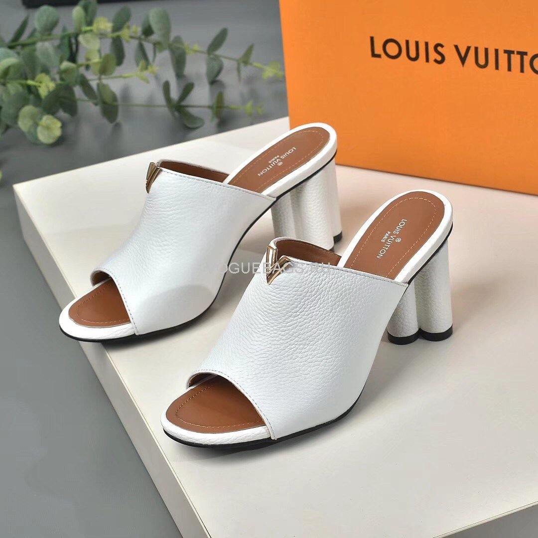 LV 1A85V9 Slippers Designer Louis Vuitton Indiana Mule White - luxibagsmall