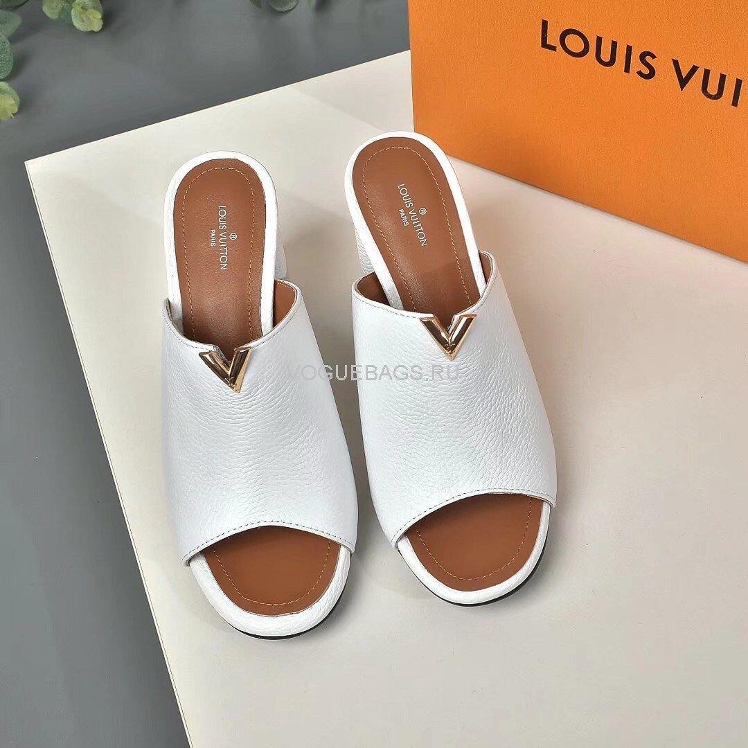 LV 1A85V9 Slippers Designer Louis Vuitton Indiana Mule White - luxibagsmall