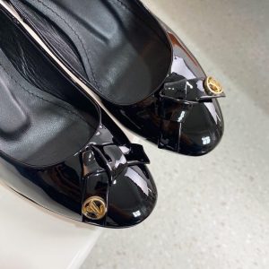 LV Loafers Designer Louis Vuitton Round Toe High Heels 81098 Black - luxibagsmall