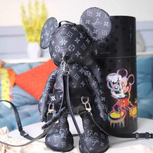 LV Louis Vuitton X Mickey Mouse Plush Thing Bag Monogram Black - luxibagsmall