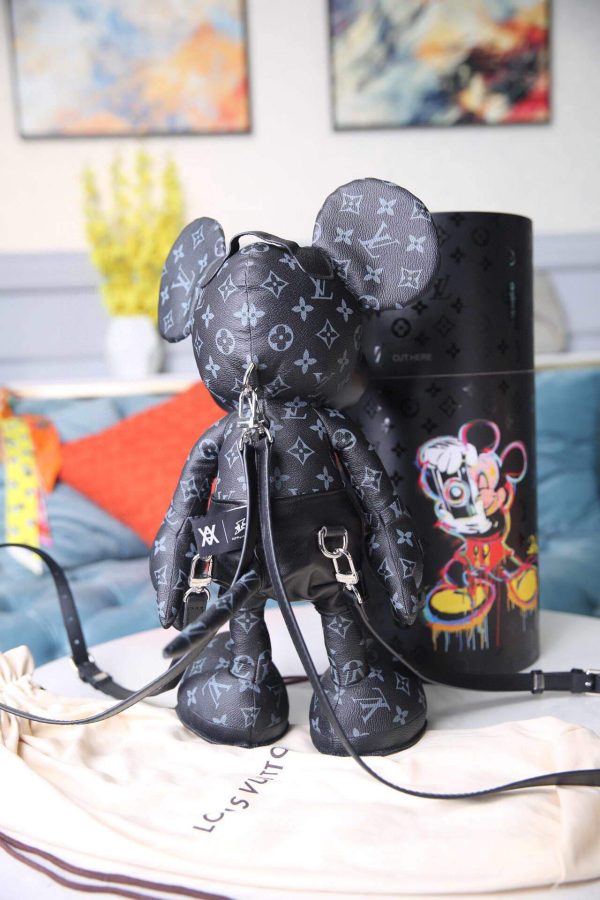 LV Louis Vuitton X Mickey Mouse Plush Thing Bag Monogram Black - luxibagsmall