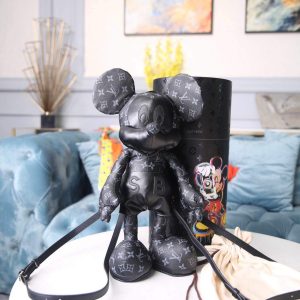 LV Louis Vuitton X Mickey Mouse Plush Thing Bag Monogram Black - luxibagsmall