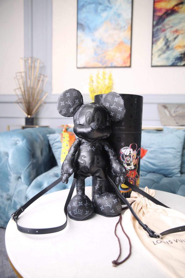 LV Louis Vuitton X Mickey Mouse Plush Thing Bag Monogram Black - luxibagsmall