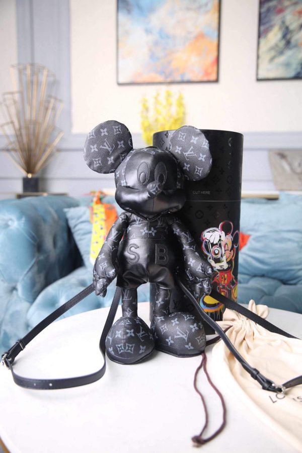 LV Louis Vuitton X Mickey Mouse Plush Thing Bag Monogram Black - luxibagsmall