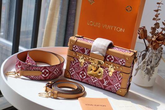 LV M40273 Louis Vuitton Petite Malle Bag Mini Monogram Jacquard Red - luxibagsmall