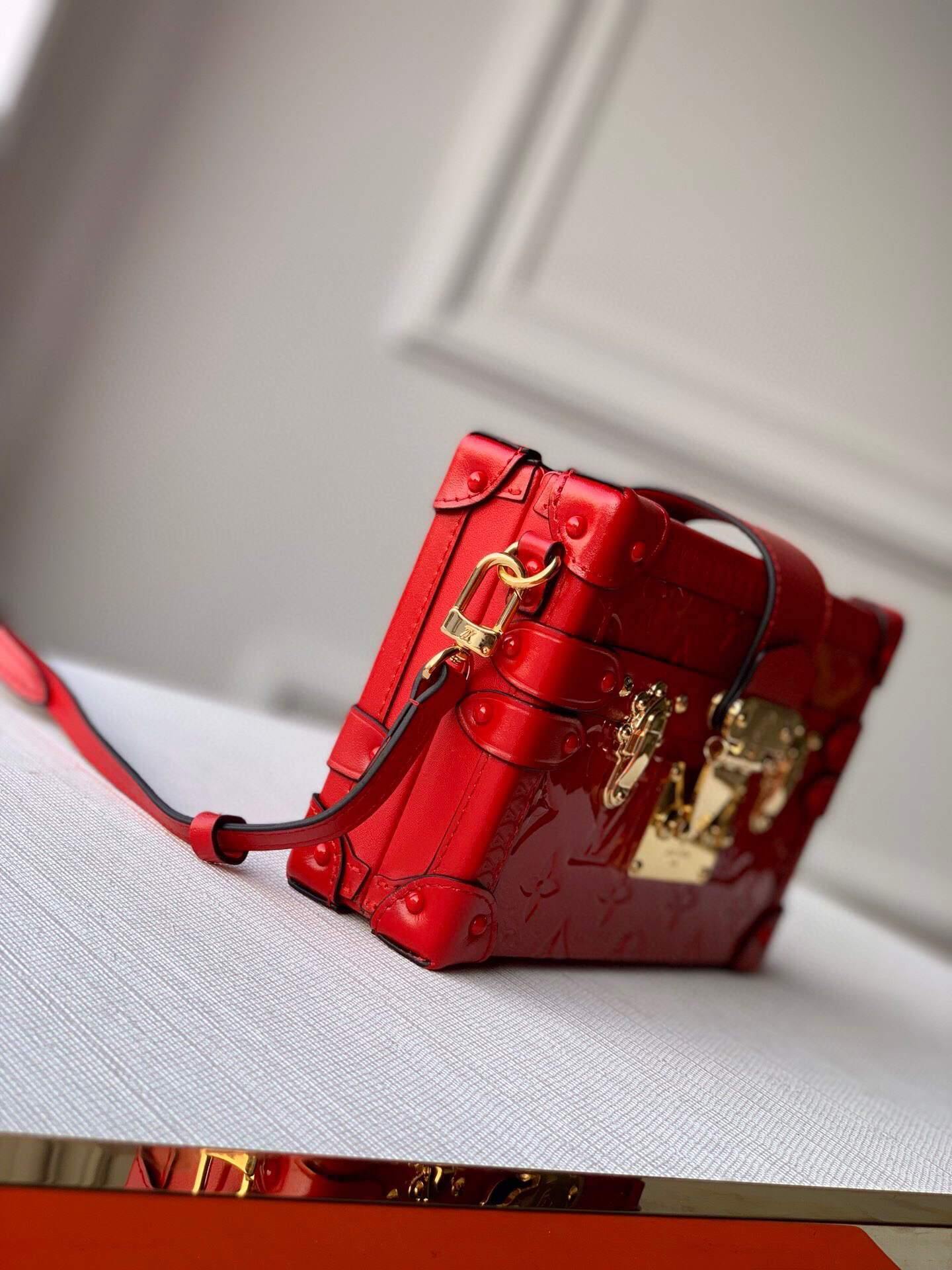 LV M40273 Louis Vuitton Petite Malle Leather M54180 Red - Voguebags