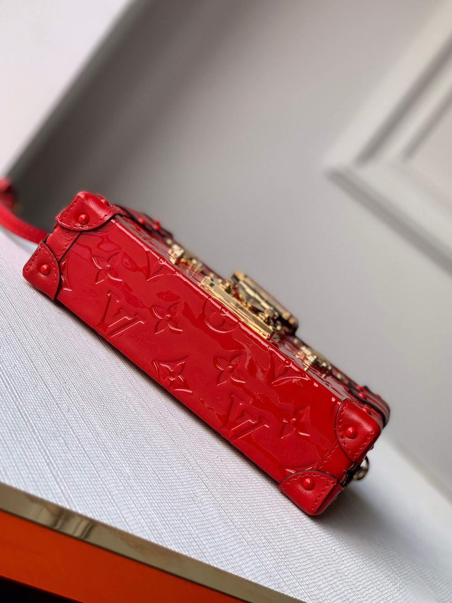 LV M40273 Louis Vuitton Petite Malle Leather M54180 Red - Voguebags