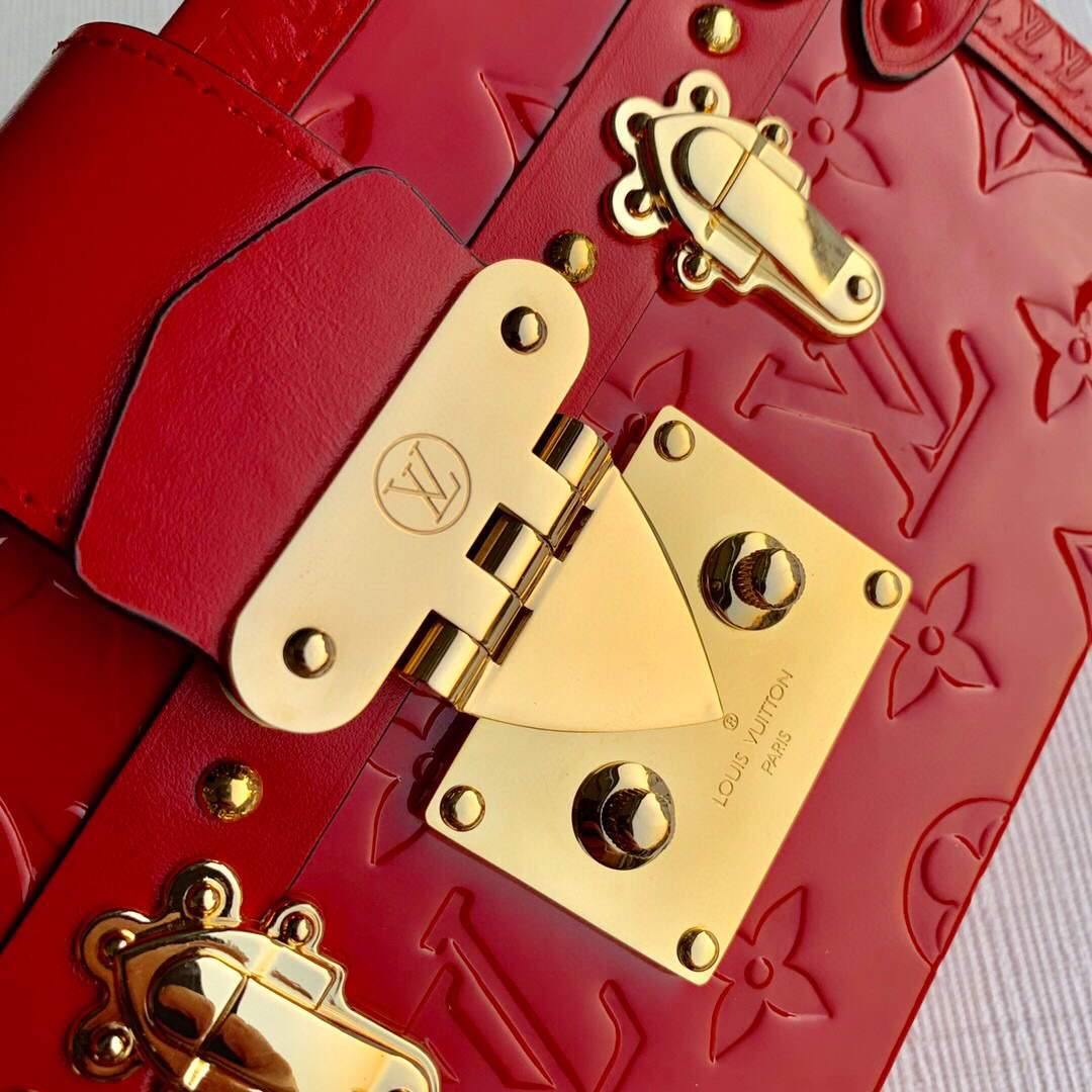 LV M40273 Louis Vuitton Petite Malle Leather M54180 Red - Voguebags