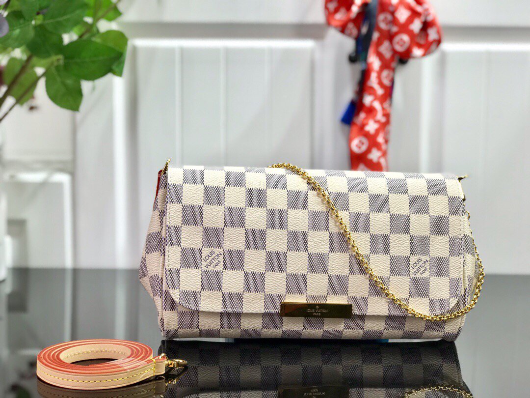 LV M40718 Louis Vuitton Favorite Mm M40717 Handbag Damier Azur Canvas - luxibagsmall