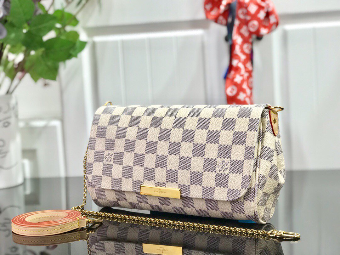 LV M40718 Louis Vuitton Favorite Mm M40717 Handbag Damier Azur Canvas - luxibagsmall