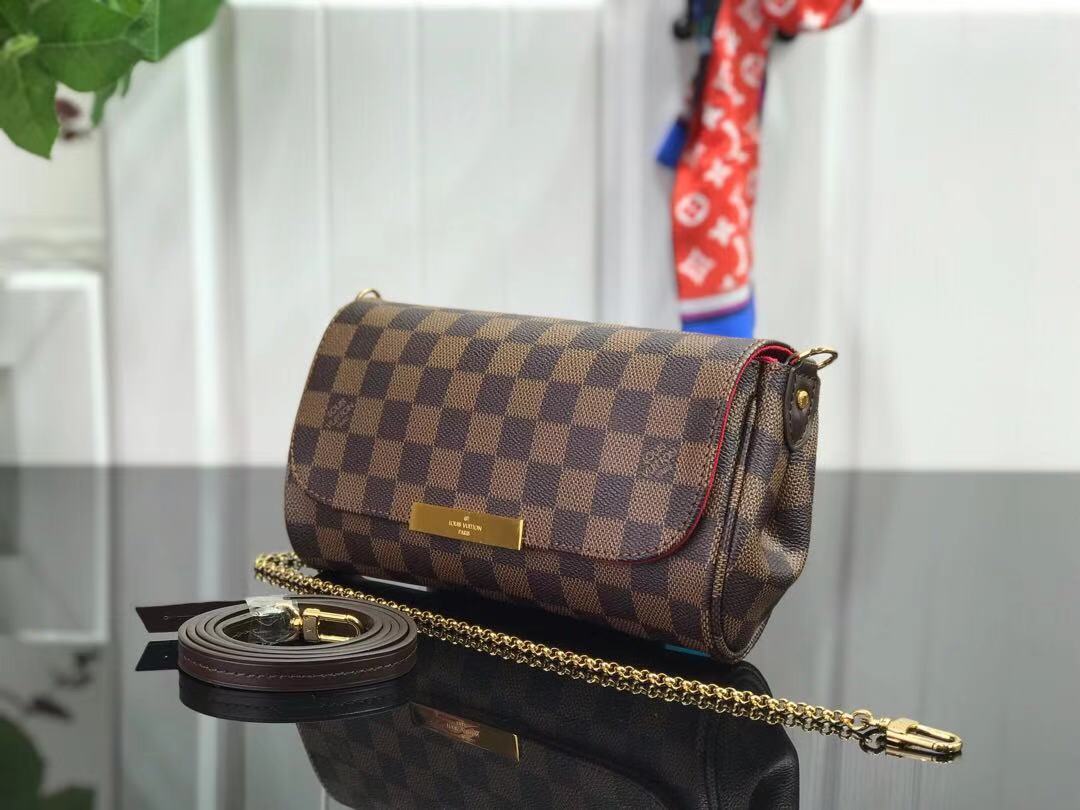 LV M40718 Louis Vuitton Favorite Mm M40717 Handbag Damier Ebene Canvas - luxibagsmall