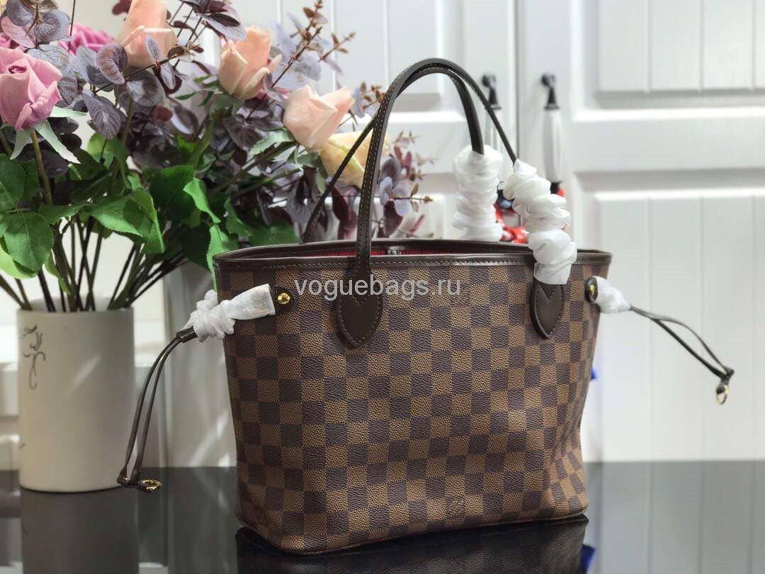 LV M41359 Louis Vuitton Neverfull PM Damier Ebene M41245 Bag Red - Voguebags