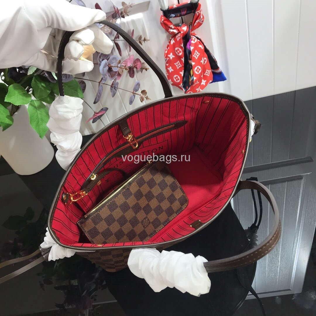 LV M41359 Louis Vuitton Neverfull PM Damier Ebene M41245 Bag Red - Voguebags