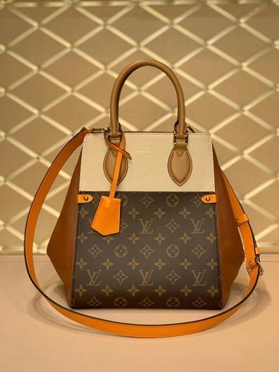 LV M45376 Louis Vuitton Fold Tote MM Monogram Brown - luxibagsmall