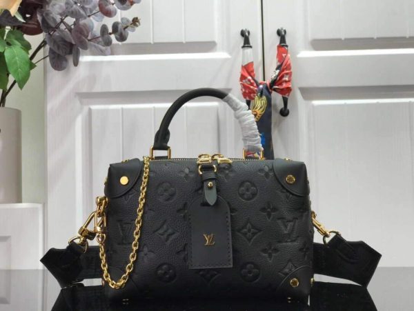 LV M45393 Louis Vuitton Petite Malle Souple Bag M45394 Leather Black - luxibagsmall