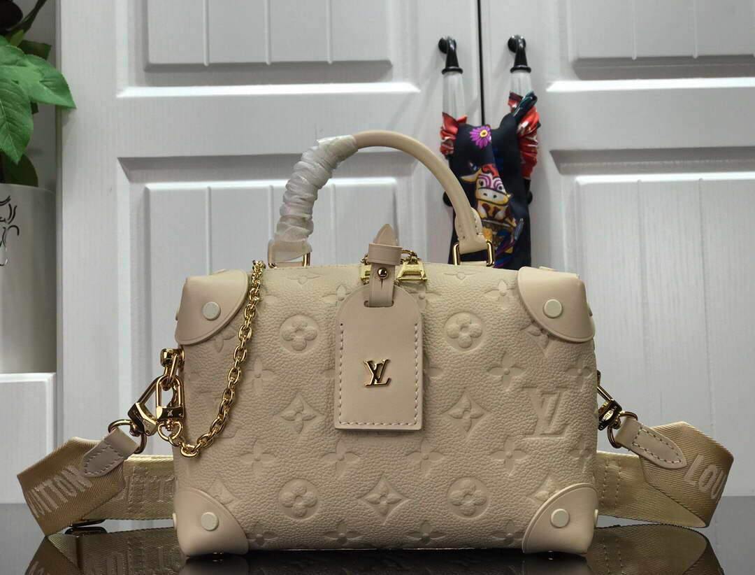 LV M45394 Louis Vuitton Petite Malle Souple Bag M45393 Leather Cream - luxibagsmall