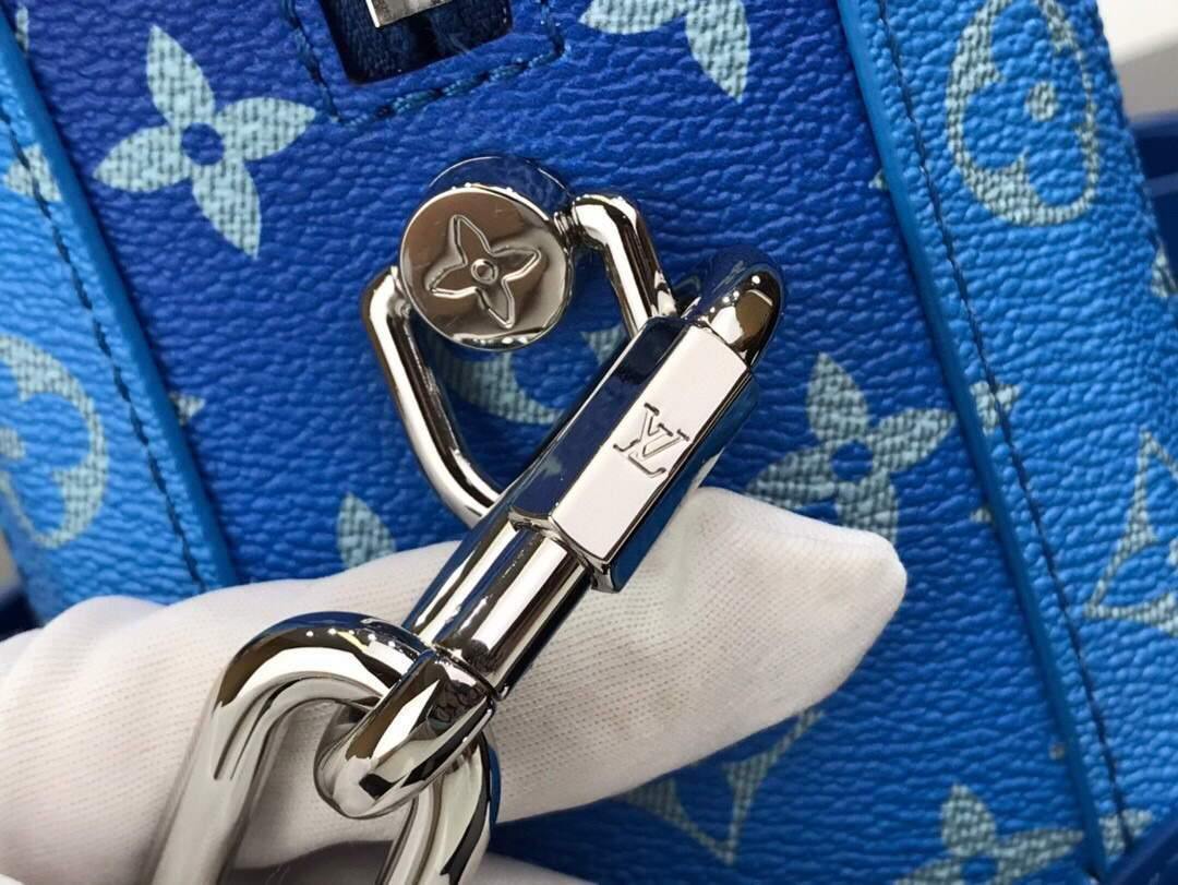 LV M45430 Louis Vuitton Petite Malle Soft Trunk Monogram Blue and White - Voguebags