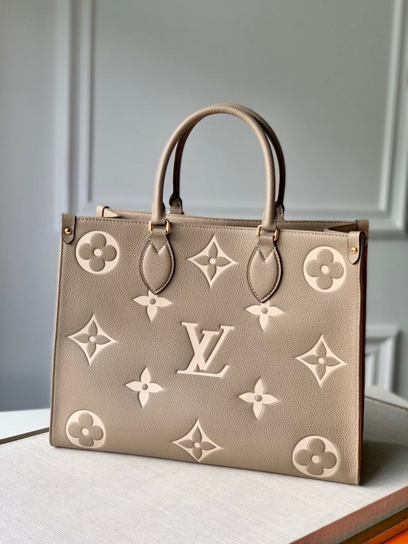 LV M45494 Louis Vuitton ONTHEGO MM Bag M45495 Cream and Beige - luxibagsmall