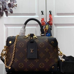 LV M45571 Louis Vuitton Petite Malle Souple Bag Monogram Black - luxibagsmall