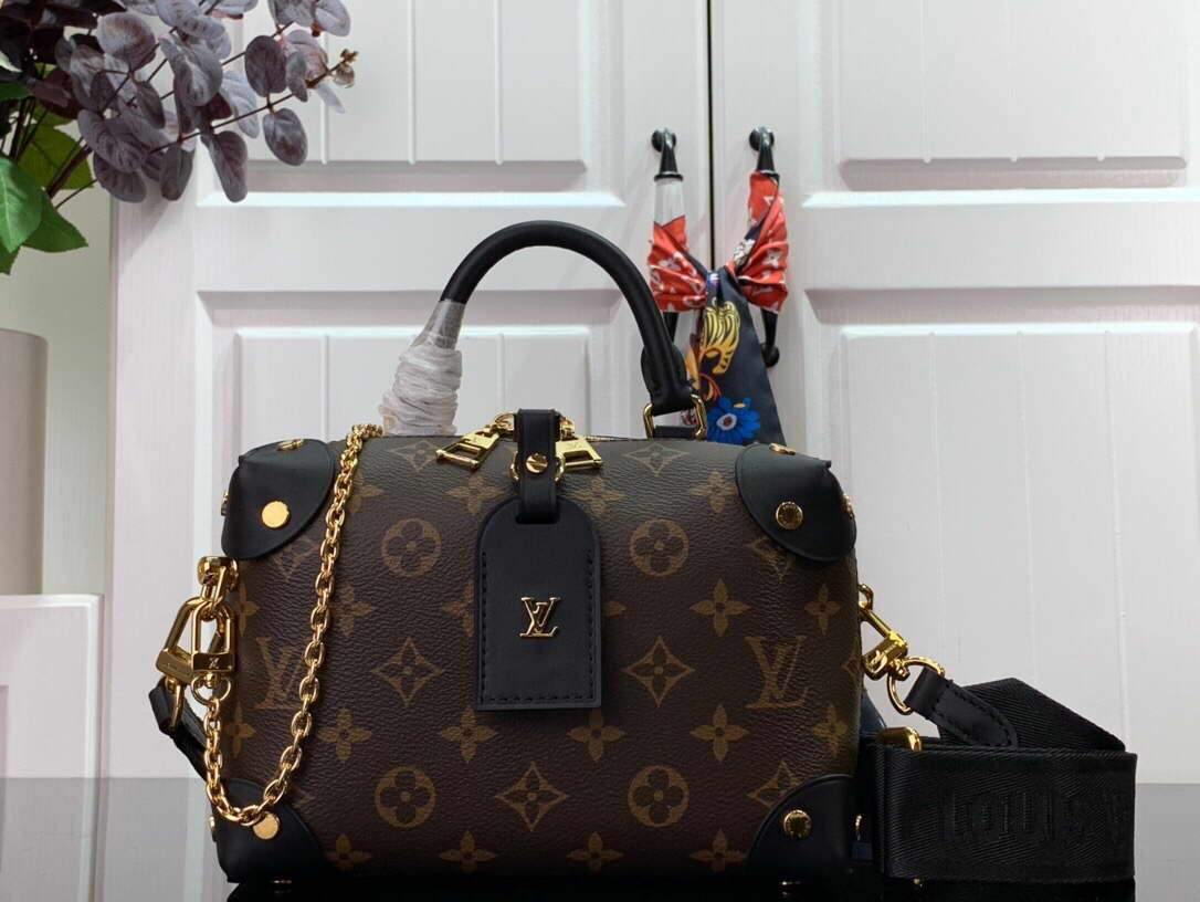 LV M45571 Louis Vuitton Petite Malle Souple Bag Monogram Black - luxibagsmall