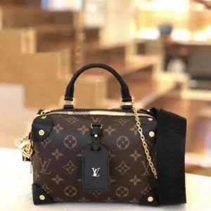 LV M45571 Louis Vuitton Petite Malle Souple Bag Monogram Black - luxibagsmall