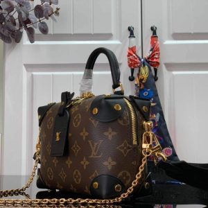 LV M45571 Louis Vuitton Petite Malle Souple Bag Monogram Black - luxibagsmall