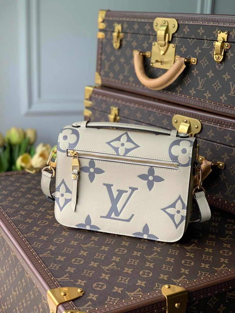 LV M45596 Louis Vuitton Pochette Metis Bicolor Monogram Empreinte Leather Cream - Voguebags