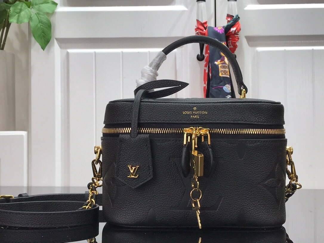 LV M45598 Louis Vuitton Vanity Pm Monogram Empreinte Leather M45608 Black - luxibagsmall