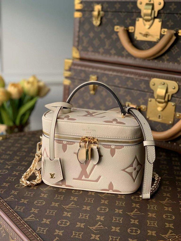 LV M45599 Louis Vuitton Vanity Pm Monogram Empreinte Leather M45608 Cream - luxibagsmall