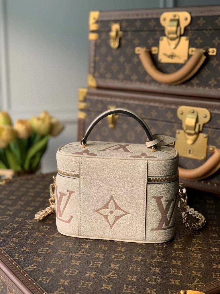 LV M45599 Louis Vuitton Vanity Pm Monogram Empreinte Leather M45608 Cream - luxibagsmall