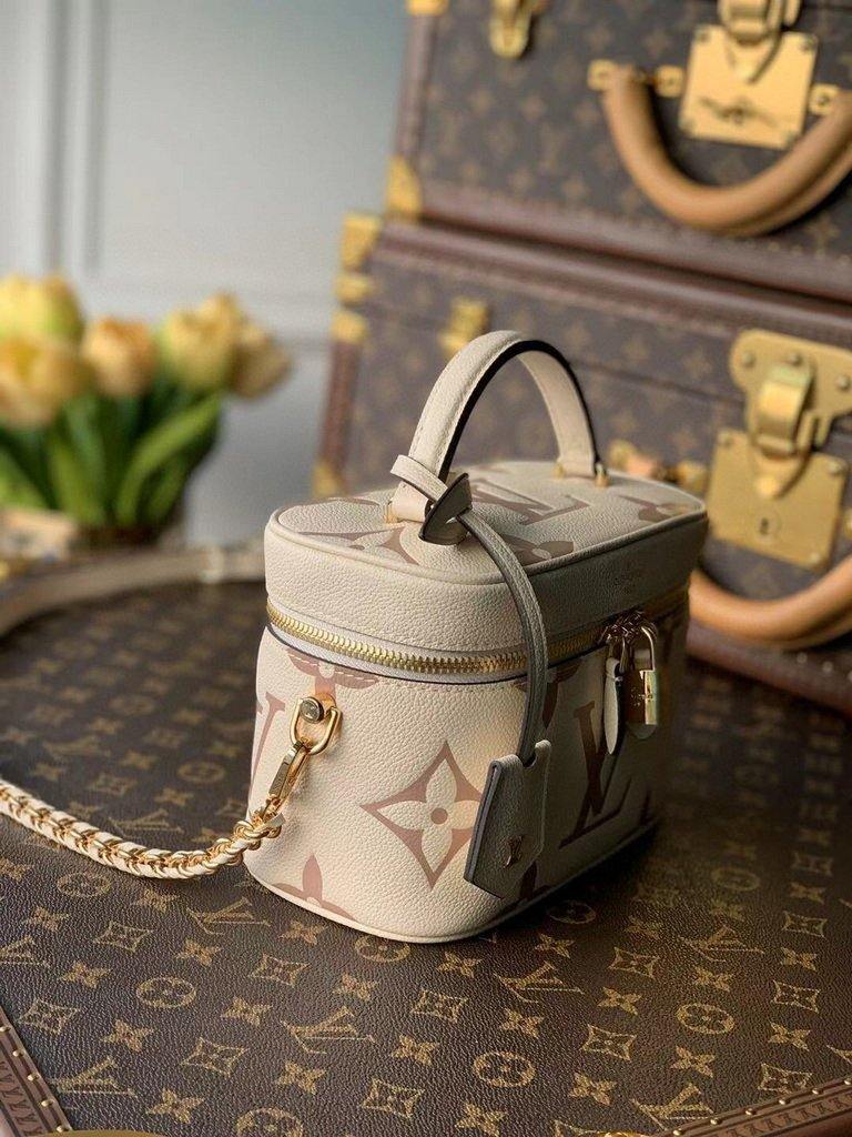 LV M45599 Louis Vuitton Vanity Pm Monogram Empreinte Leather M45608 Cream - luxibagsmall