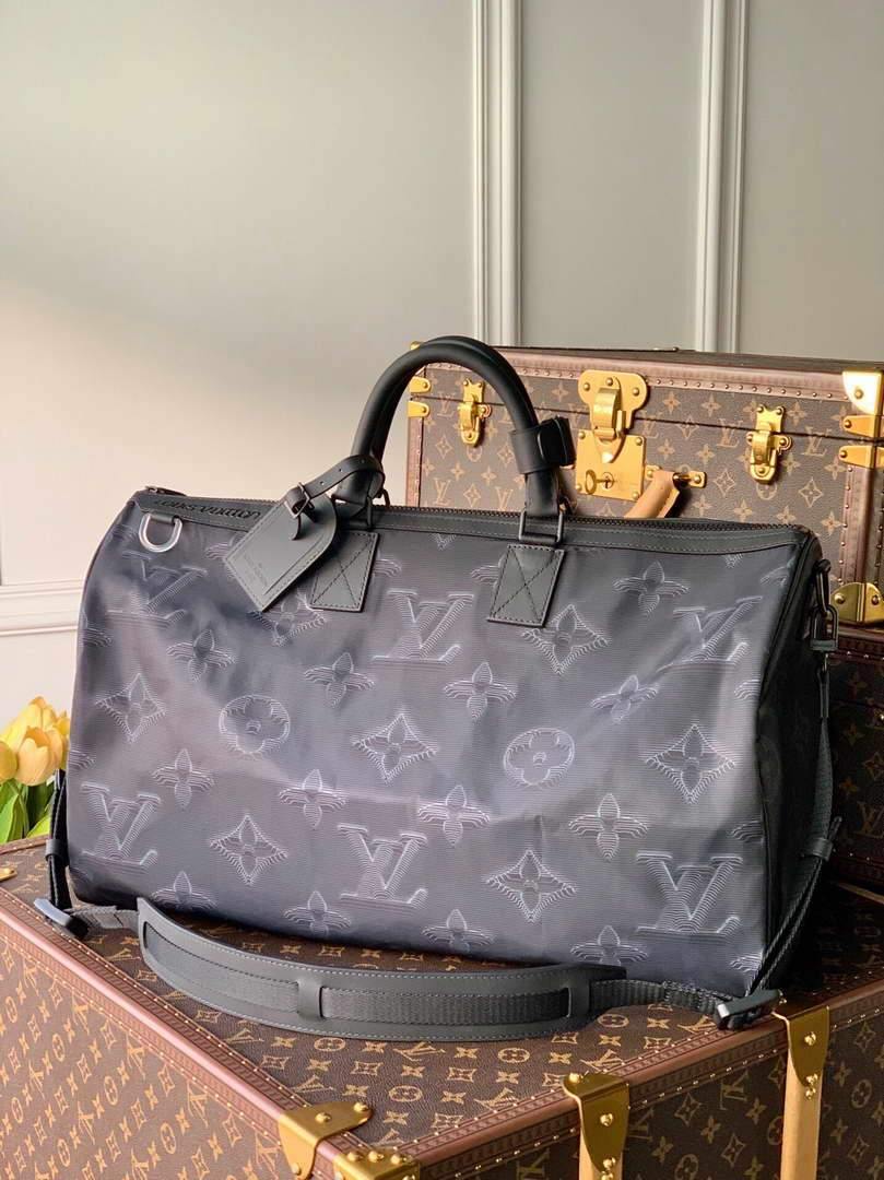 LV M45602 Louis Vuitton 2054 Reversible Keepall Bandouliere 50 Monogram Black And Green - Voguebags